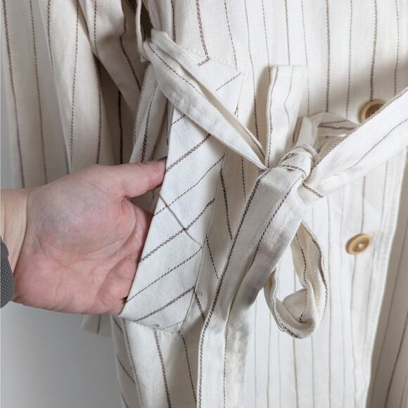 We The Free Free People Melia Mac Linen Blend Trench Long Coat Size Medium NWOT - Picture 6 of 12